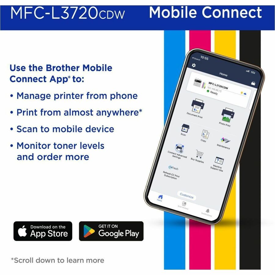 Brother MFC-L3720CDW Wireless Digital Color All-in-One Printer with Laser Quality Output, Copy, Scan and Fax, Duplex and Mobile Printing