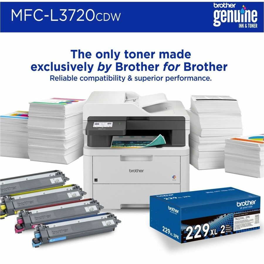 Brother MFC-L3720CDW Wireless Digital Color All-in-One Printer with Laser Quality Output, Copy, Scan and Fax, Duplex and Mobile Printing