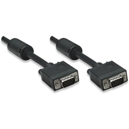 Manhattan SVGA HD15 Male to HD15 Male Monitor Cable with Ferrite Cores, 30', Black