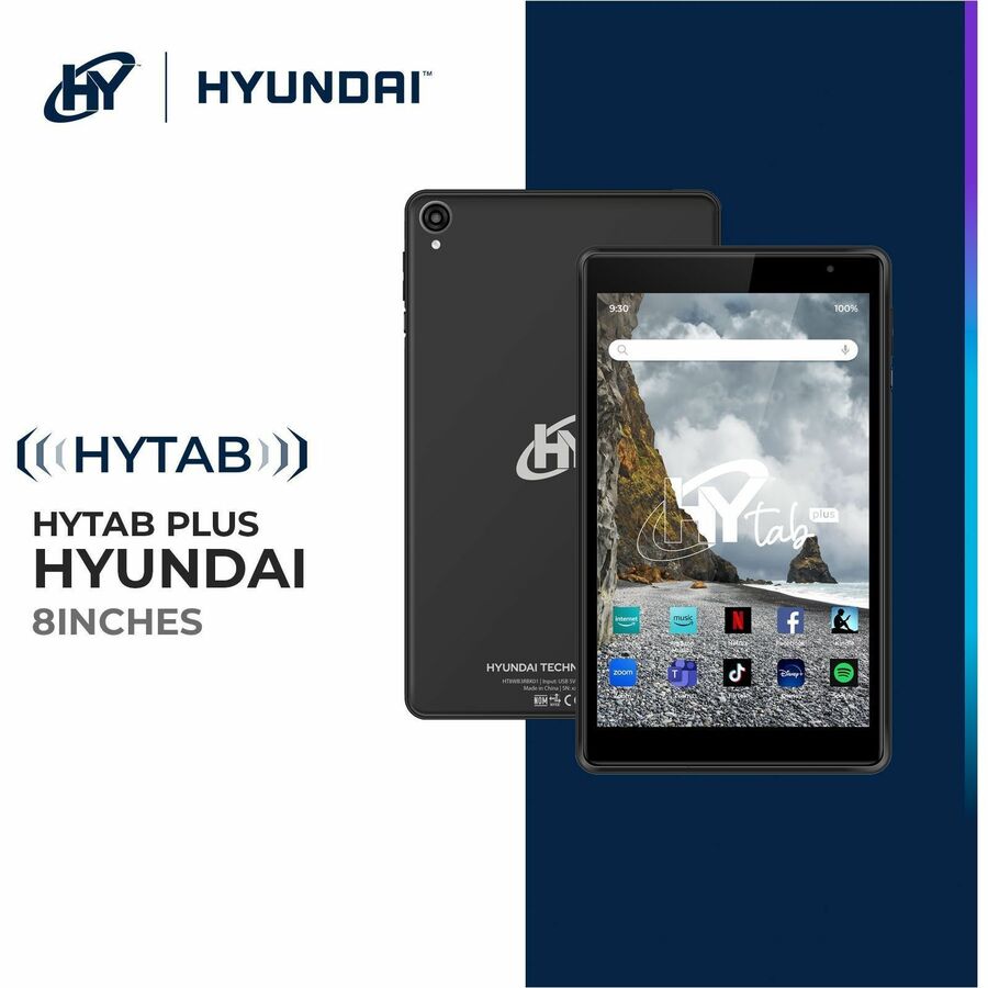Hyundai HyTab Plus 8WB3 Tablet - 8" HD - Allwinner A523 - 4 GB - 64 GB SSD - Android 13 - Black