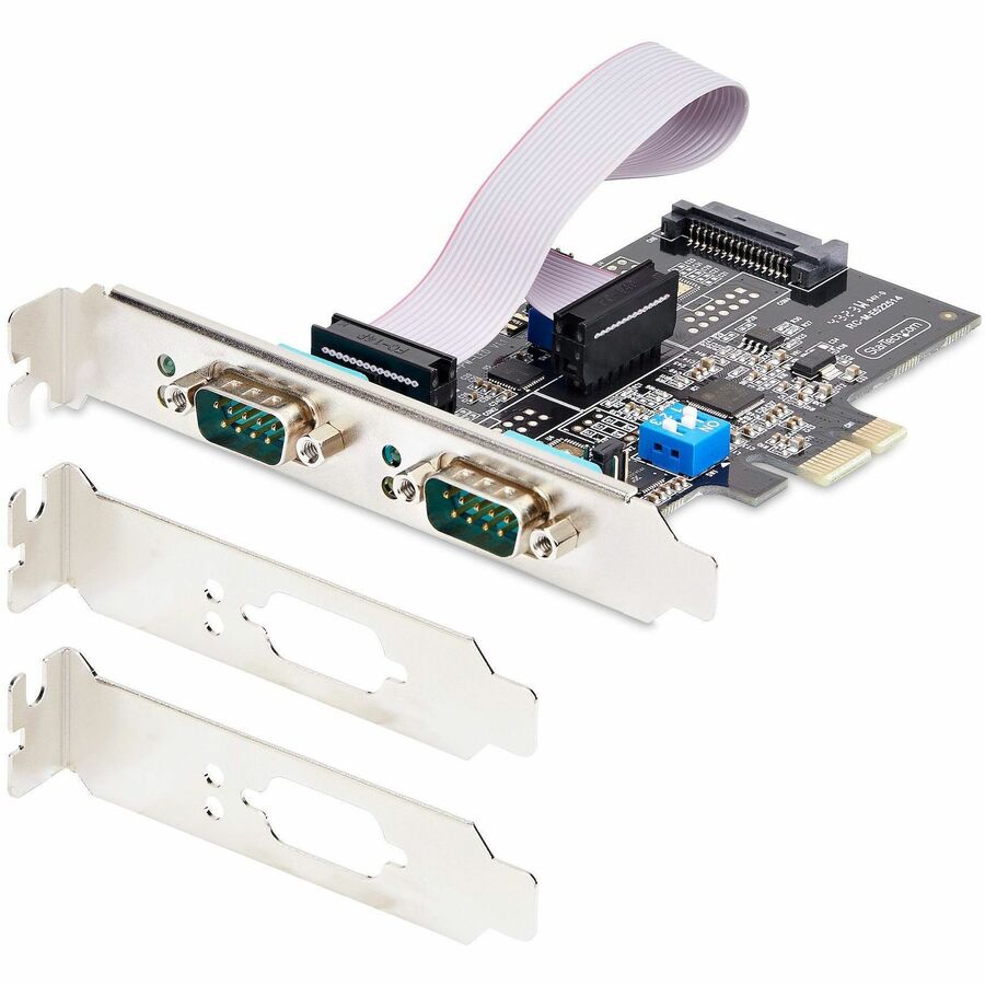 StarTech.com 2-Port Serial PCIe Card, Dual-Port RS232/RS422/RS485 Card, 16C1050 UART, ESD Protection, Windows/Linux, TAA-Compliant