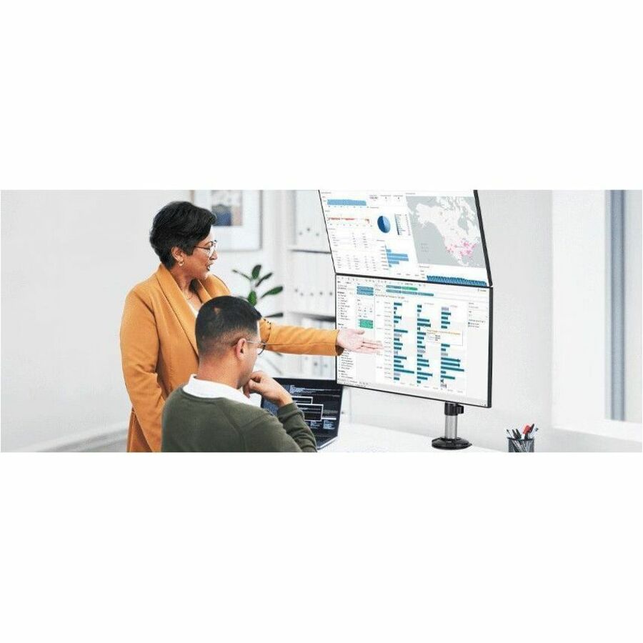 DUAL STACKED MONITOR ARM DESK