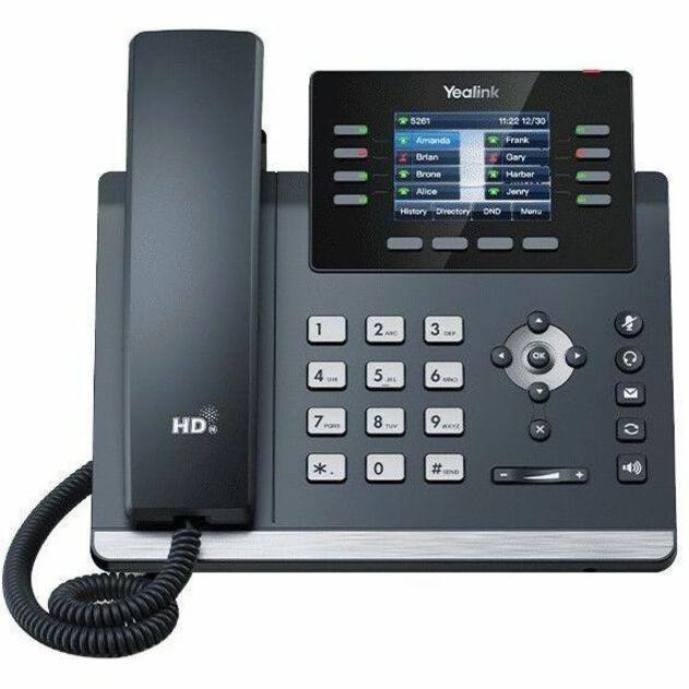 Yealink SIP-T44W IP Phone - Corded - Corded/Cordless - Bluetooth, Wi-Fi - Wall Mountable, Desktop - Classic Gray
