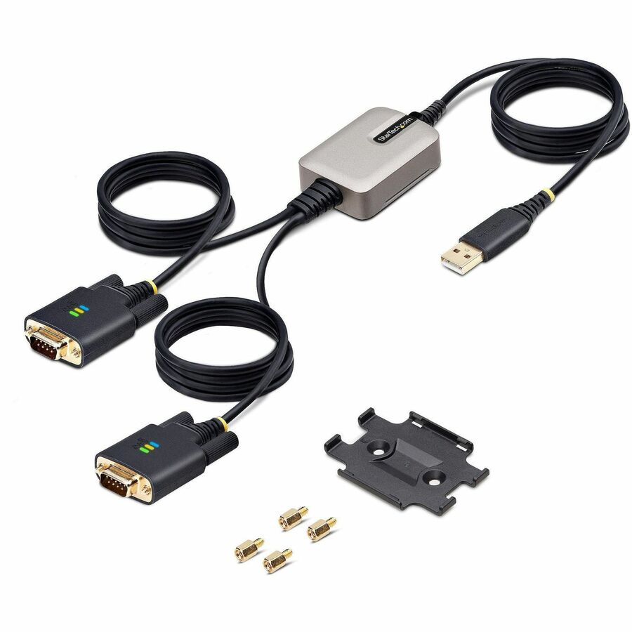 StarTech.com 13ft (4m) 2-Port USB to Serial Adapter Cable, COM Retention, FTDI, DB9 RS232, Changeable DB9 Screws/Nuts, Windows/macOS/Linux