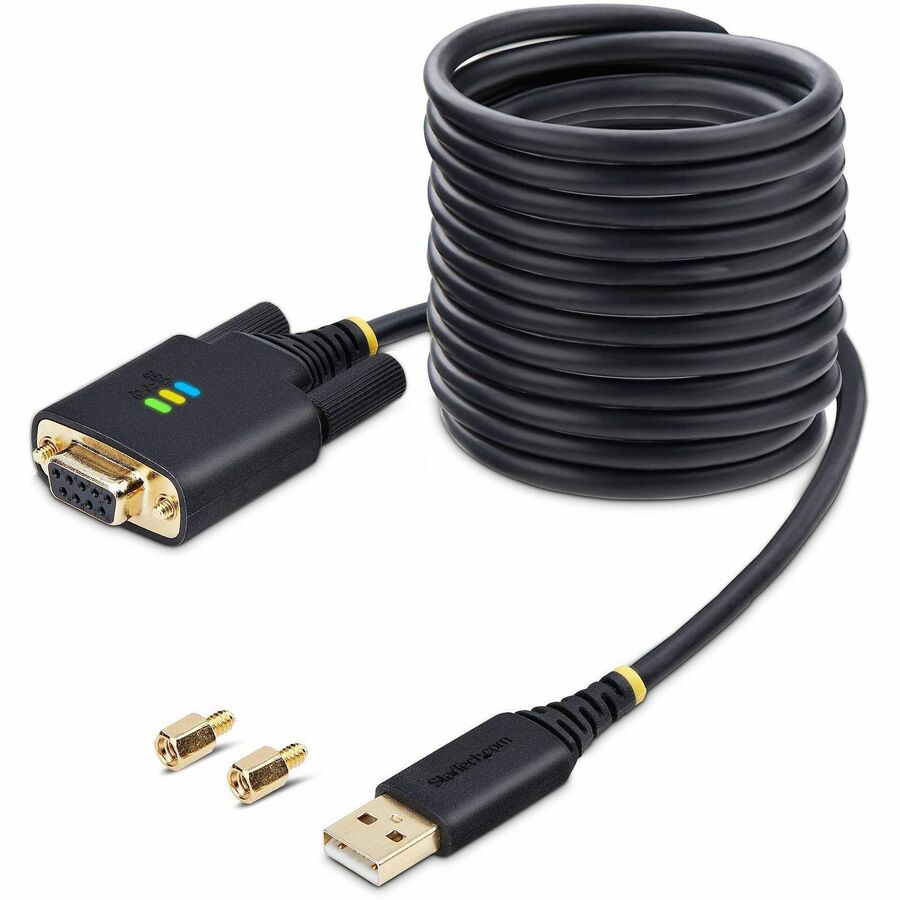 StarTech.com 10ft (3m) USB to Null Modem Serial Adapter Cable, COM Retention, FTDI, RS232, Changeable DB9 Screws/Nuts, Windows/macOS/Linux