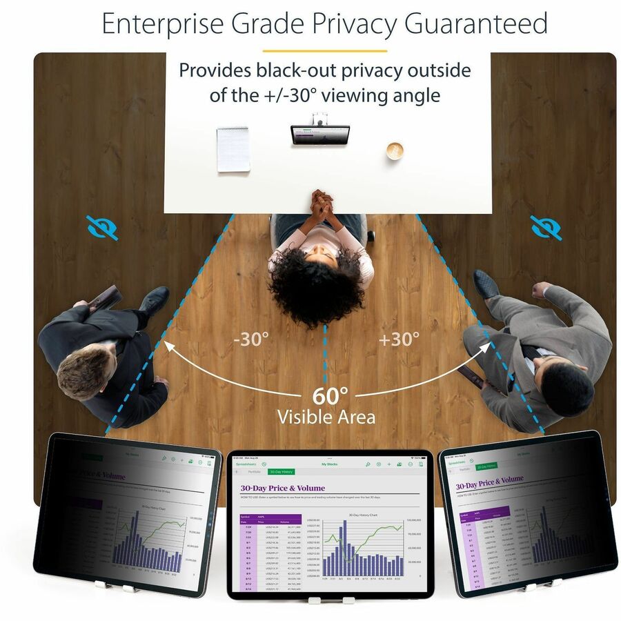 StarTech.com 4-Way Privacy Screen For 11-inch iPad Pro, For Portrait/Landscape Orientations, Touch-Enabled, +/- 30 Deg. View, Matte Finish