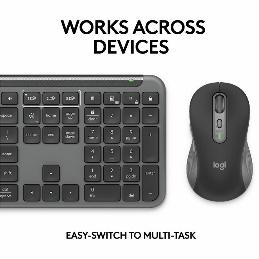Logitech Signature Slim MK955 for Business Wireless Keyboard and Mouse Combo, Quiet Typing, Secure Receiver - Graphite