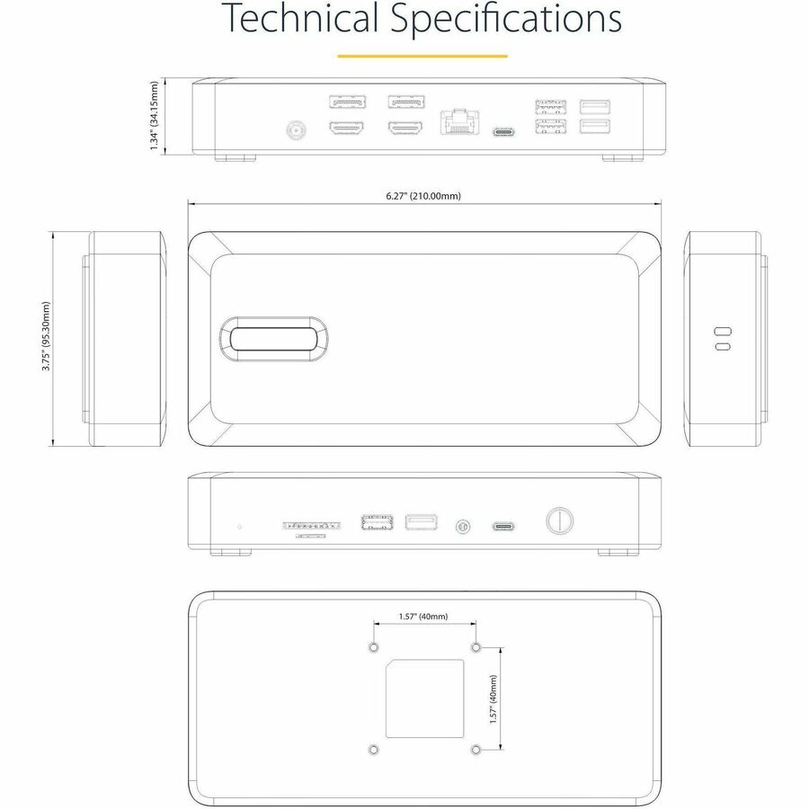 StarTech.com Thunderbolt 4 Multi-Display Docking Station, Quad/Triple/Dual Monitor Dock, 2x HDMI/2x DP, 7x USB Hub, 2.5Gb Ethernet, 98W PD
