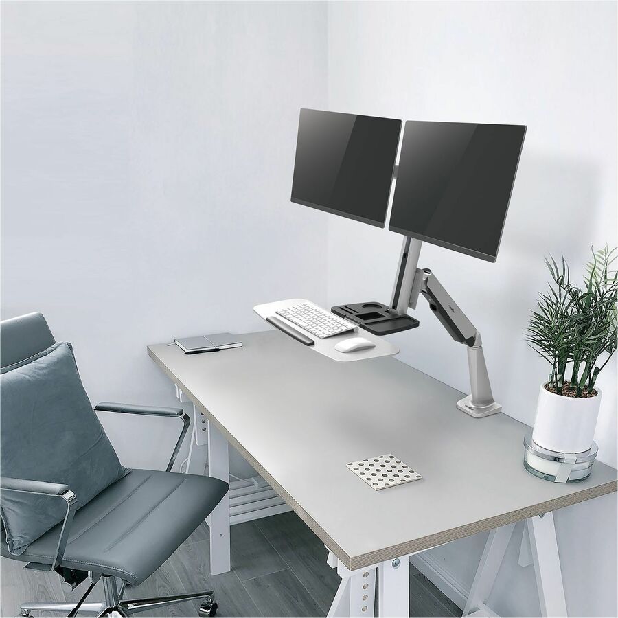 Rocstor ErgoCenter Desk Mount for Monitor, Mouse, Keyboard - Silver - TAA Compliant