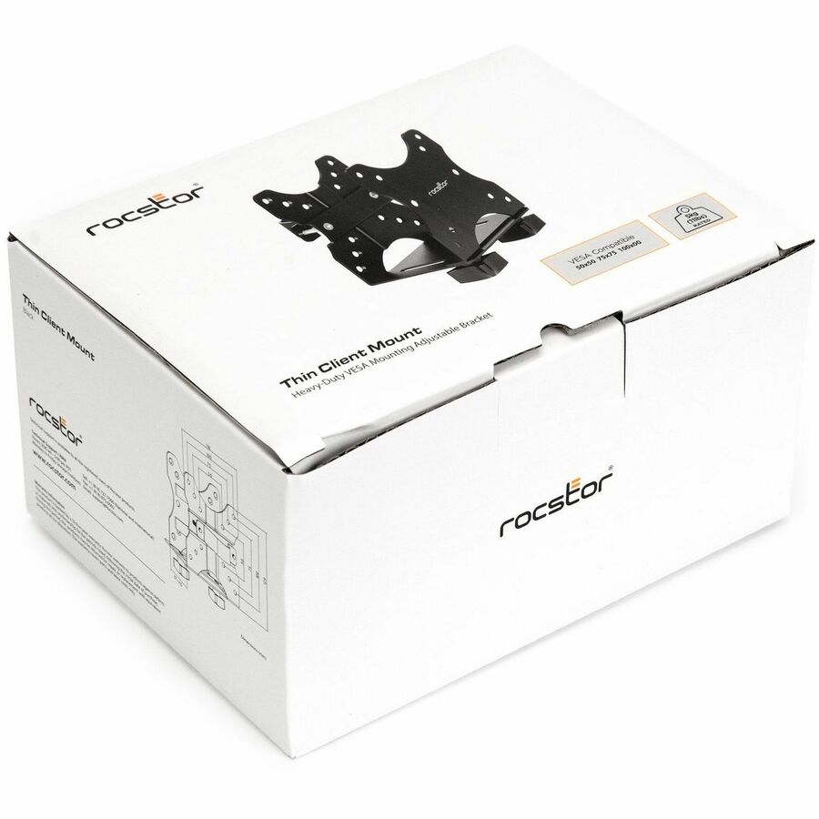 Rocstor Premium Y10N024-B1 Mounting Bracket for Mac mini, Thin Client, Mini PC, Docking Station, Monitor, USB Hub, CPU, Switch - Black