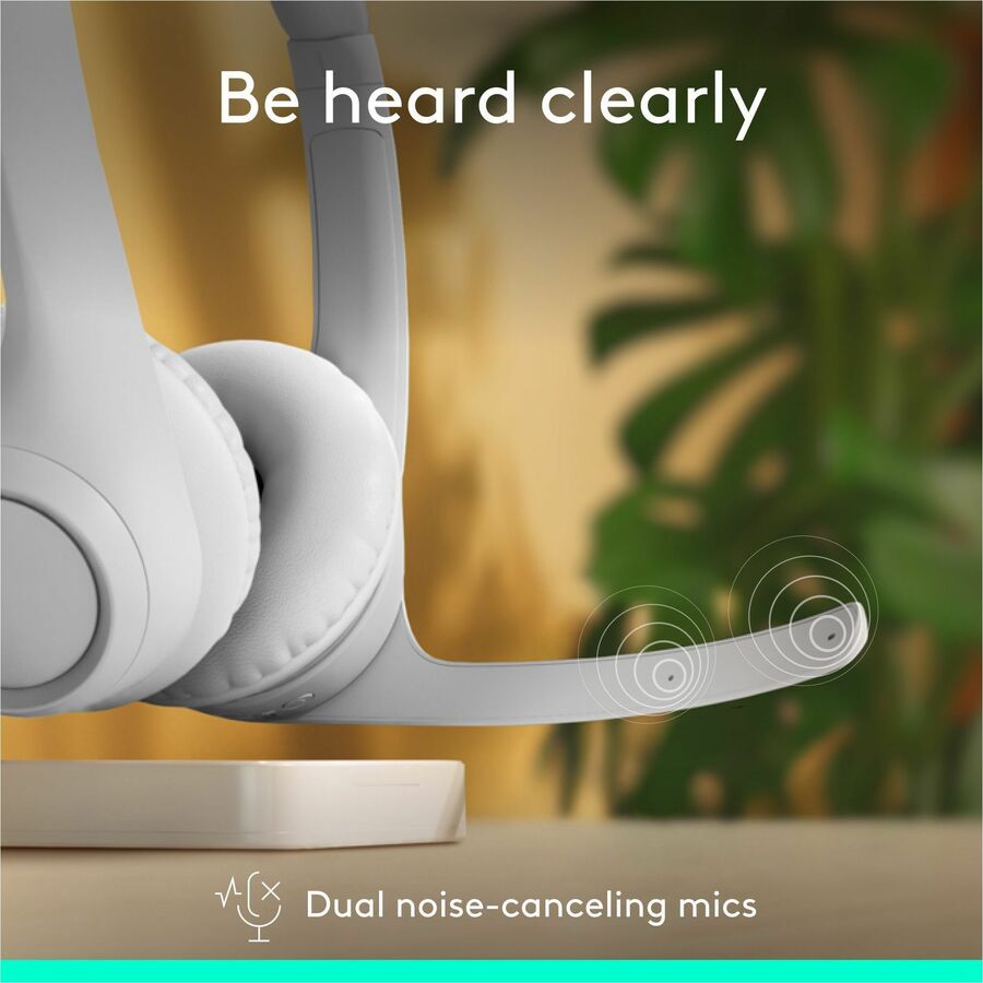 Logitech Zone 300 Wireless Bluetooth Headset With Noise-Canceling Microphone, Compatible with Windows, Mac, Chrome, Linux, iOS, iPadOS, Android - Off-white
