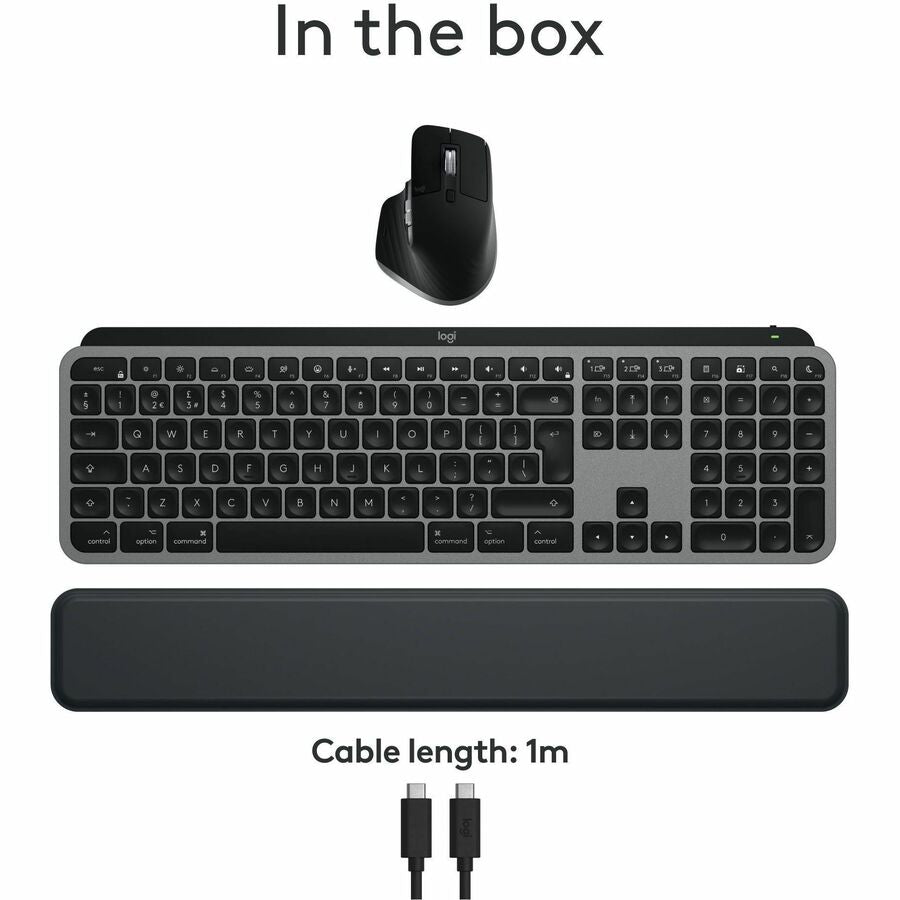 Logitech MX Keys S Combo for Mac, Wireless Keyboard and Mouse With Palm Rest, Bluetooth, Space Gray