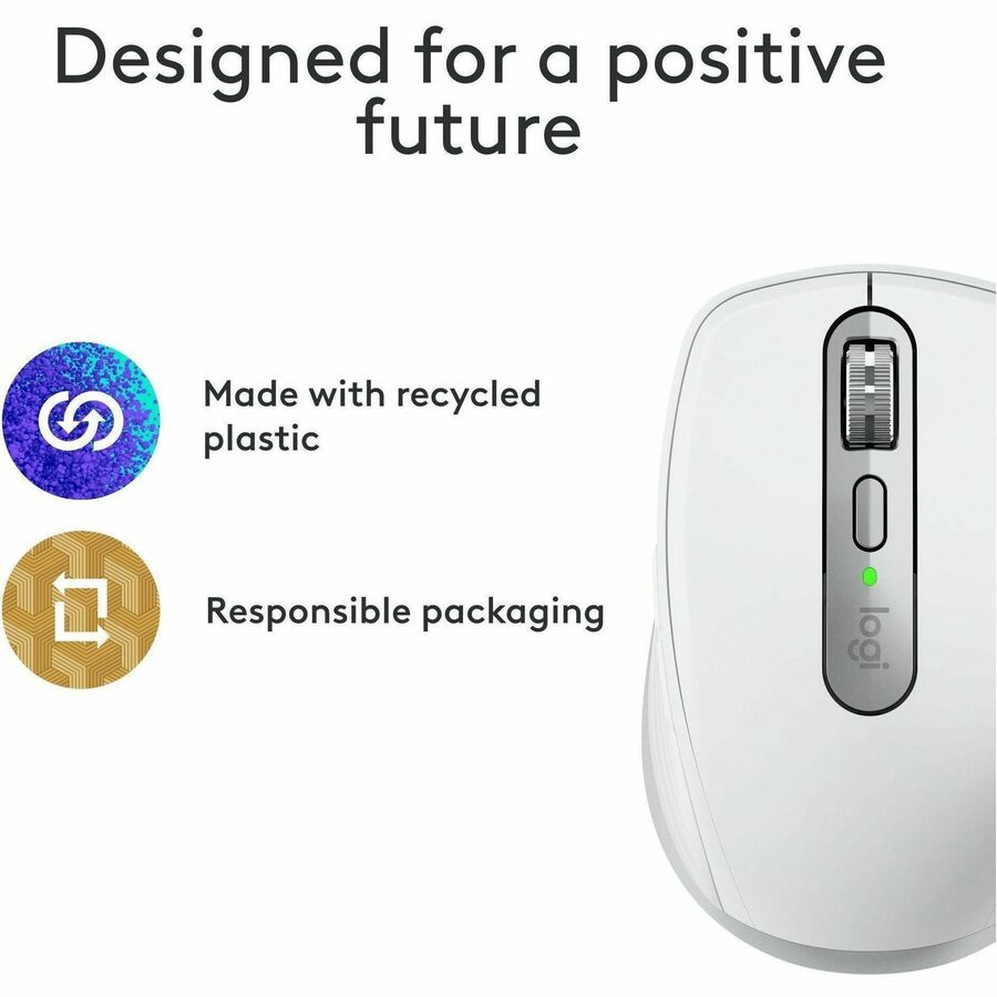 Logitech MX Anywhere 3S for Mac, Compact Wireless Bluetooth Mouse, 8K DPI Any-Surface Tracking, Quiet Clicks, USB C, Pale Grey