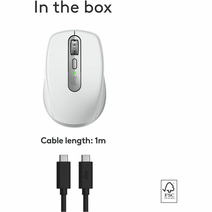 Logitech MX Anywhere 3S for Mac, Compact Wireless Bluetooth Mouse, 8K DPI Any-Surface Tracking, Quiet Clicks, USB C, Pale Grey