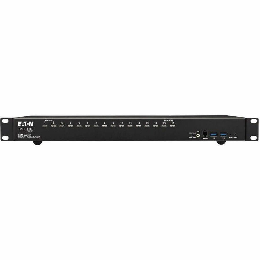 Eaton Tripp Lite Series 16-Port DisplayPort/USB KVM Switch with Audio/Video and USB Peripheral Sharing, 4K 60 Hz, 1U Rack-Mount, TAA