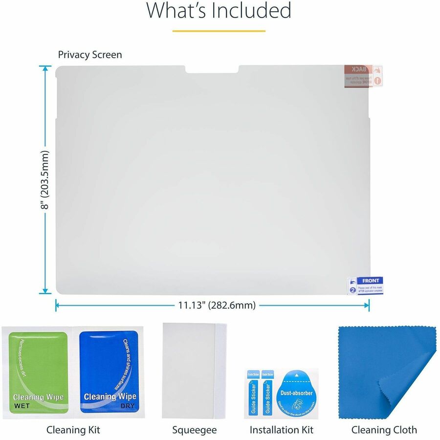 StarTech.com 4-Way Privacy Screen For 13-inch Surface Pro 8/9/X Laptop, For Portrait/Landscape, Touch-Enabled, +/- 30 Deg. View, Matte