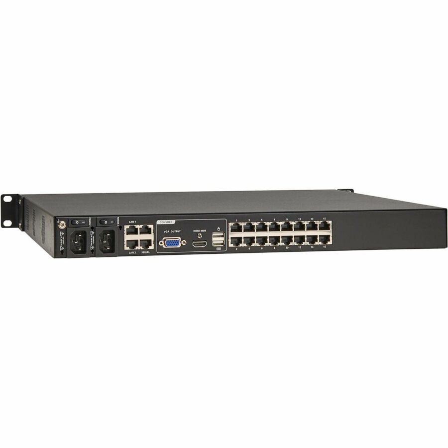 Eaton 16-Port Cat5e KVM over IP Switch - Virtual Media, 2 Remote/1 Local User, HDMI Output, 1U Rack-Mount, TAA