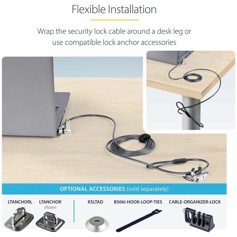 StarTech.com 25-Pack Universal Laptop Lock 6.6ft, Keyed Alike Locking Cable, Security Cable, Compatible w/Noble Wedge®/Nano/K-Slot