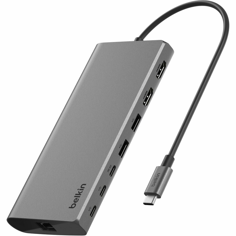Belkin USB-C 8-in1 Dual Display Core Hub - Docking Station - 10 Gbps - 100W - 3xUSB-C, 2xUSB-A, 2xHDMI, Ethernet - 4K - Grey