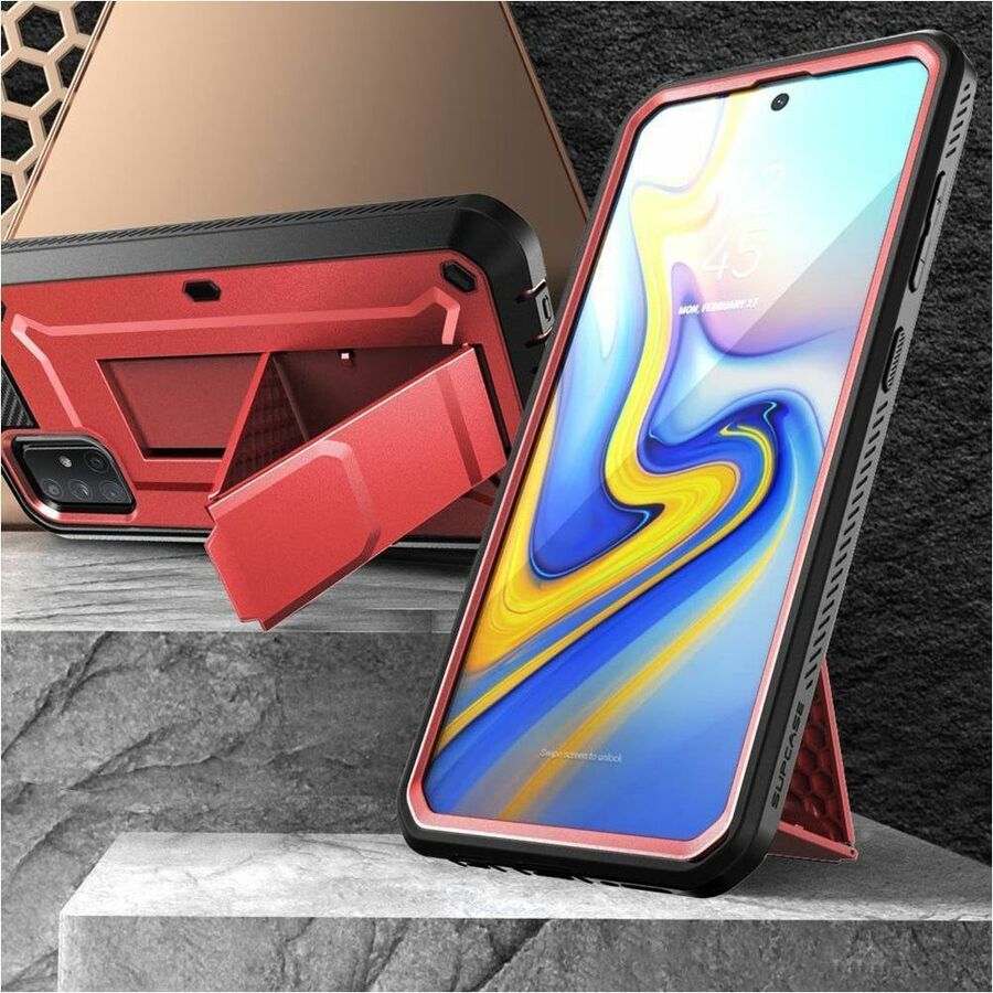 SUP Unicorn Beetle Pro Rugged Carrying Case (Holster) Samsung Galaxy A51 5G Smartphone - Metallic Red
