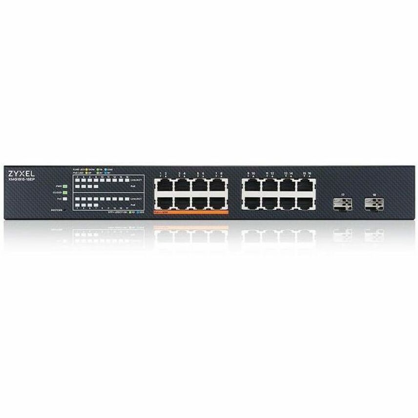 ZYXEL XMG1915-18EP 16-Port 2.5G Multi-Gigabit Smart Nebula Cloud Managed PoE Switch with 2 10G SFP+ Uplinks | 8 PoE+ / PoE++ Ports at 180W | Fanless