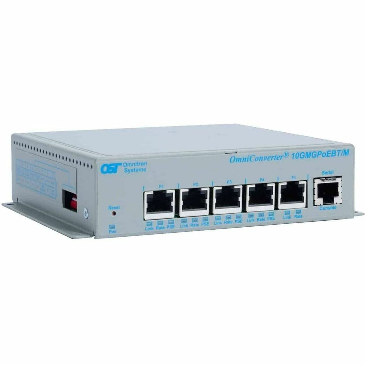 Omnitron Systems OmniConverter 10GMGPoEBT/Sx, 1x SFP/SFP+, 4x RJ-45 PoE/PSE, 5 Year Warranty