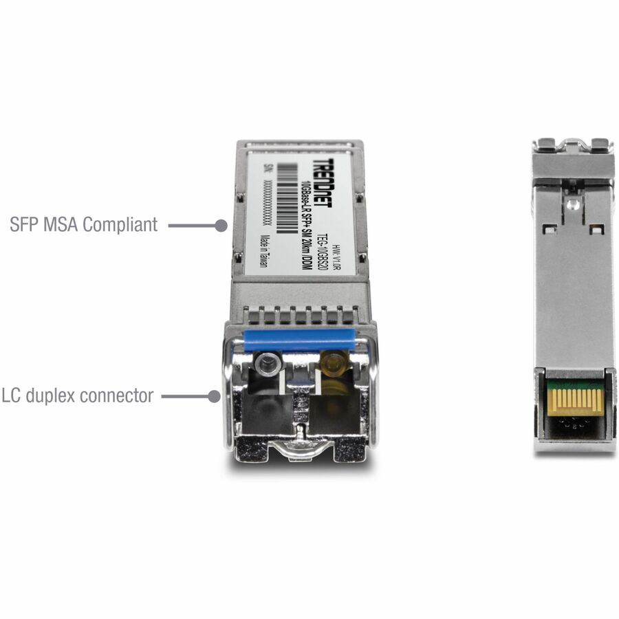 TRENDnet TEG-10GBS20, SFP+ Single Mode LC Module (20km), Lifetime Protection