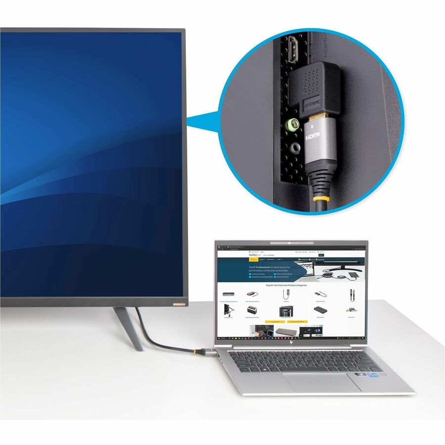 StarTech.com Right Angle HDMI 2.0 Adapter, Male to Female, Horizontal 90-Degree Angled HDMI Port Saver, 4K 60Hz, High Speed HDMI Connector Extension