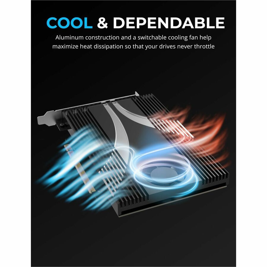 Sabrent 4-Drive M.2 NVMe SSD to PCIe 4.0 x16 Bifurcation Adapter Card with Active Cooling