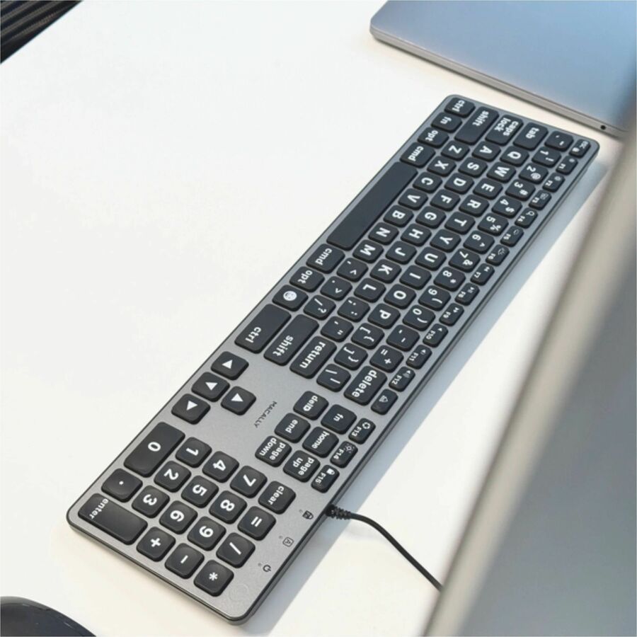 Macally Backlit Large Print Keyboard For Mac with Dual USB A / C