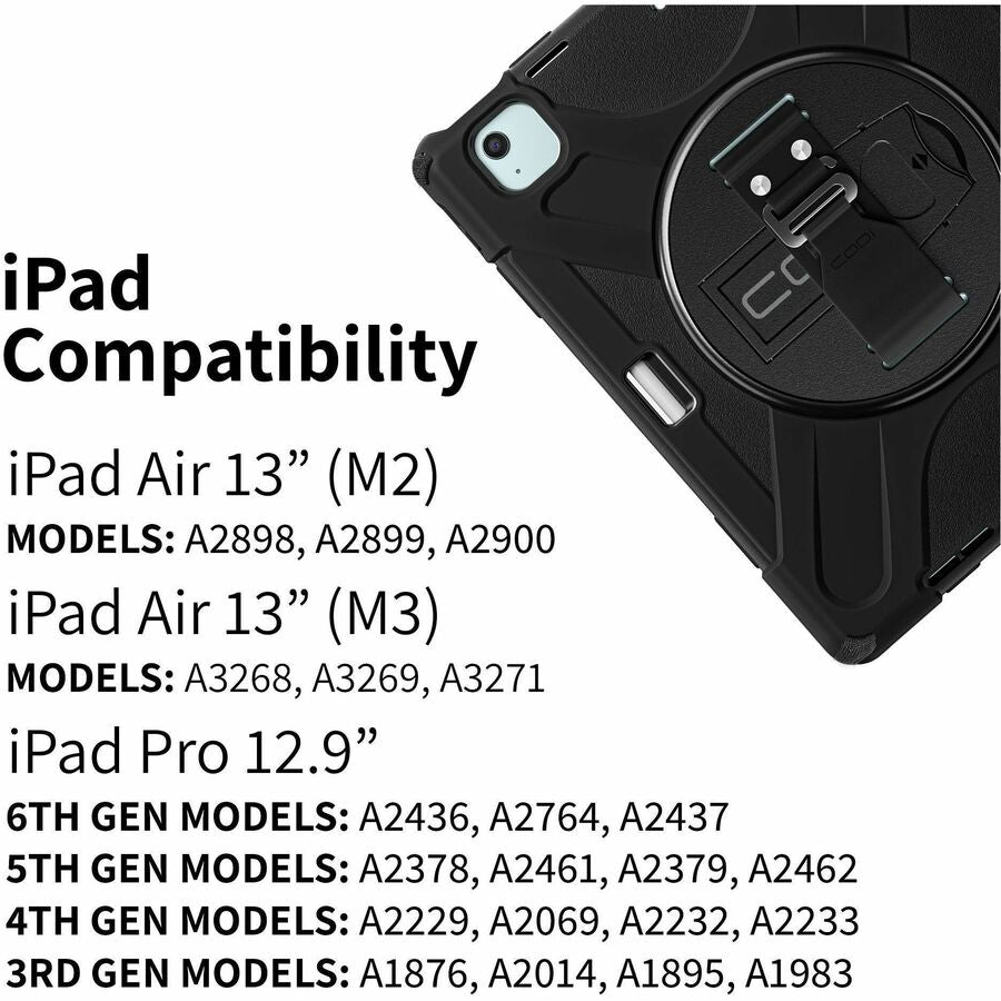 CODi Rugged Case for Apple iPad Air 13" (M2/M3), iPad Pro 12.9" (6th, 5th, 4th, 3rd Generation)