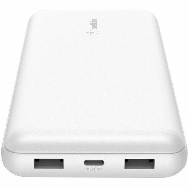 Belkin 15W 3-port USB Power Bank - 20K mAh - 2xUSB-A (12W), 1xUSB-C (15W) - Portable Charger - w/ USB-A to USB-C Cable - White