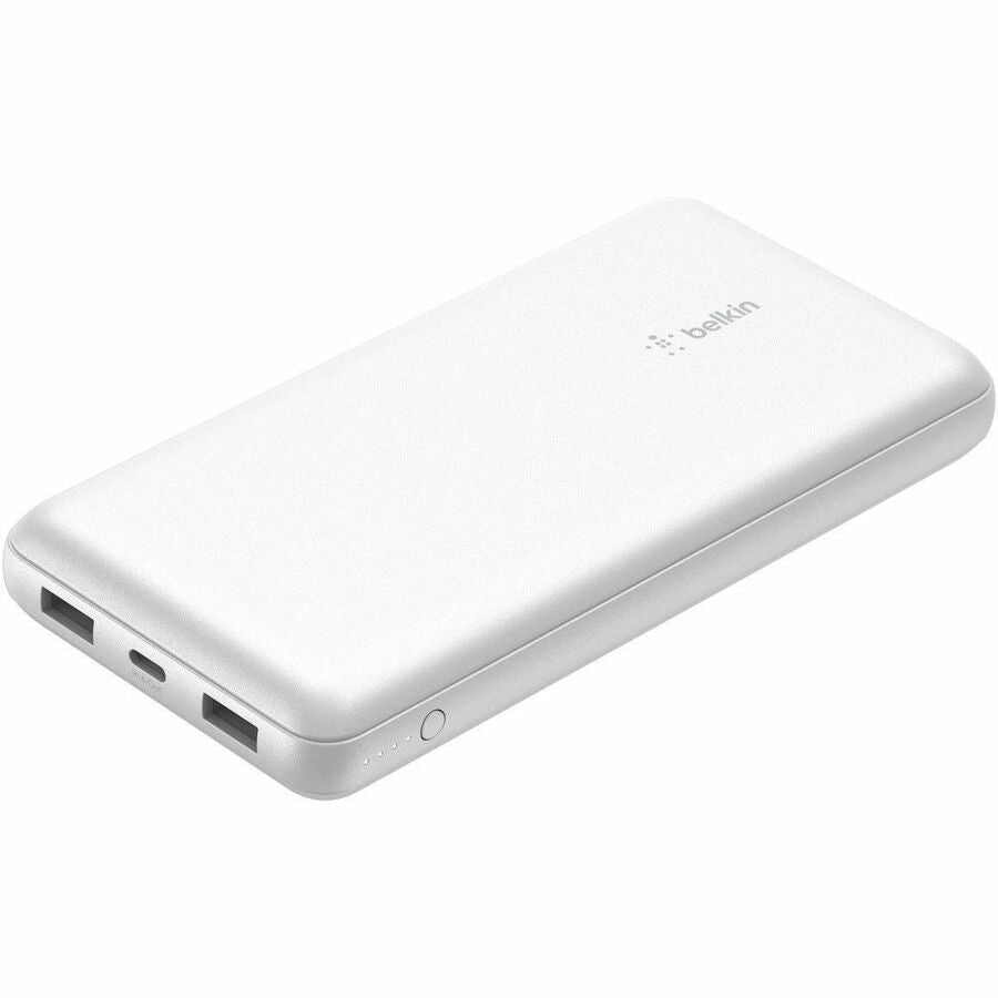 Belkin 15W 3-port USB Power Bank - 20K mAh - 2xUSB-A (12W), 1xUSB-C (15W) - Portable Charger - w/ USB-A to USB-C Cable - White