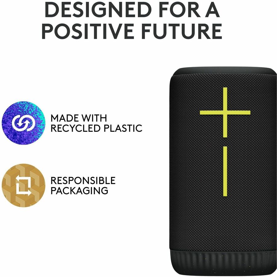 ULTIMATE EARS EVERBOOM Wireless Bluetooth Portable Speaker, Big Bass and Immersive 360-Degree Sound, Floatable Waterproof Speaker IP67, up to 20-Hour Battery and 180 ft (55 m) Range, Black