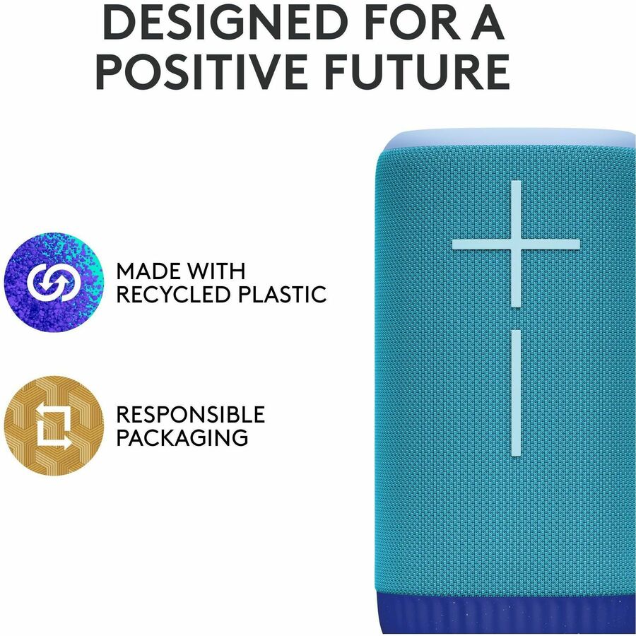 ULTIMATE EARS EVERBOOM Wireless Bluetooth Portable Speaker, Big Bass and Immersive 360-Degree Sound, Floatable Waterproof Speaker IP67, up to 20-Hour Battery and 180 ft (55 m) Range, Blue