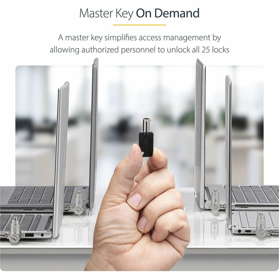 StarTech.com 25-Pack Universal Laptop Lock 6.6ft, Master Keyed Locking Cable, Security Cable, Compatible w/Noble Wedge®/Nano/K-Slot