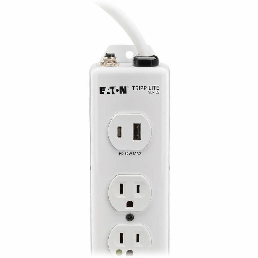 Eaton Tripp Lite Series Safe-IT UL 1363 Medical-Grade Power Strip, 6 Hospital-Grade Outlets, USB Charging, Safety Covers, Antimicrobial, 2 ft. Cord