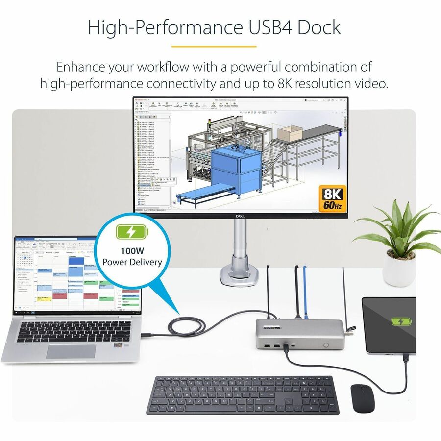 StarTech.com USB4 Docking Station, USB-C 40Gbps, up to Dual 4K 60Hz HDMI, Multi-Monitor Dock, 6-Port USB Hub, 2.5GbE, 100W Power Delivery