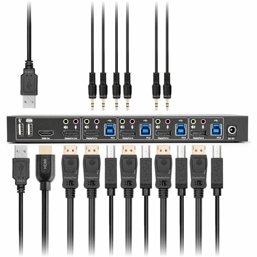Rocstor SolidKVM SK04 DisplayPort 1.4 and USB 3.0 41 KVM Switch