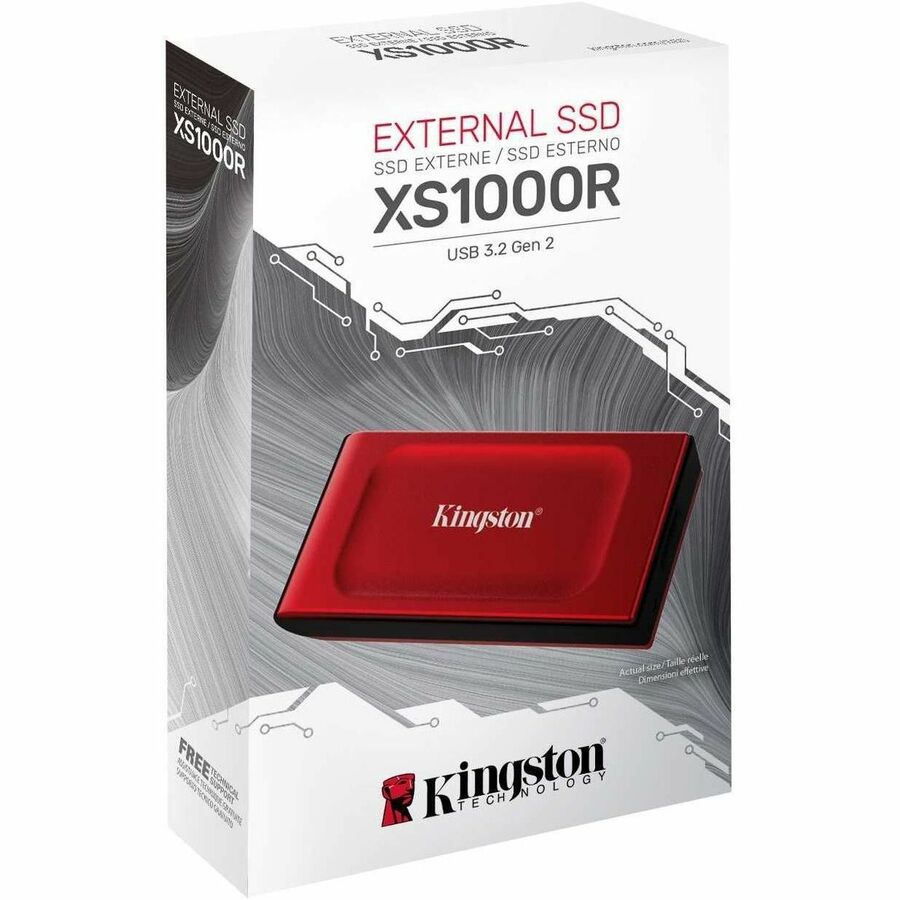 Kingston XS1000 1 TB Portable Solid State Drive - External - Red
