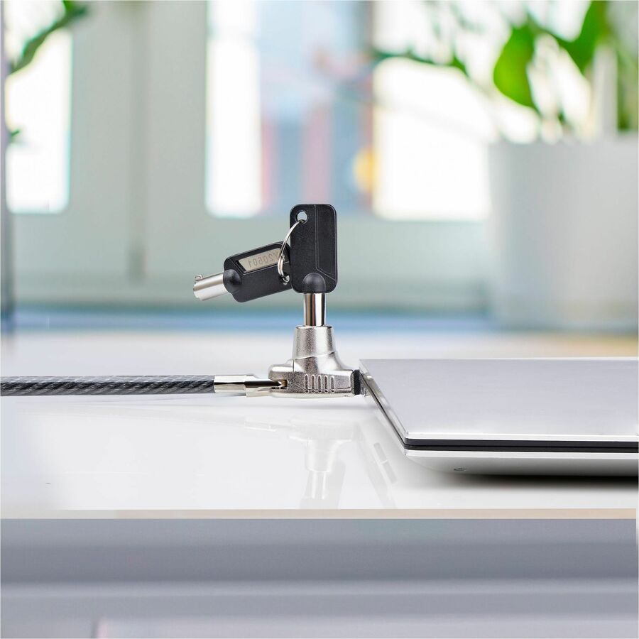 StarTech.com Slim Lock Noble Wedge® Slot Compatible, 6.6ft (2m) Keyed Locking Cable, Desk Anti-Theft Security For Laptop/Notebook Computer