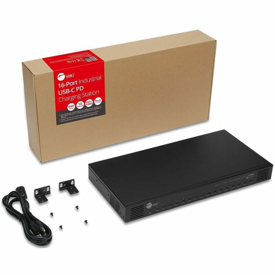 SIIG 16-Port Industrial USB-C PD Charging Station - 1000W - up to 10 USB-C 100W - up to 16 USB-C 60W