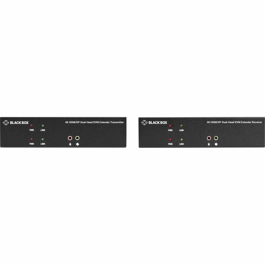 Black Box KVX Series KVM Extender Kit over Fiber - 4K, Dual-Monitor, HDMI/DisplayPort, USB 2.0, Serial, Audio, Local Video