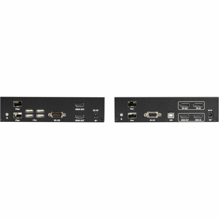 Black Box KVX Series KVM Extender Kit over Fiber - 4K, Dual-Monitor, HDMI/DisplayPort, USB 2.0, Serial, Audio, Local Video