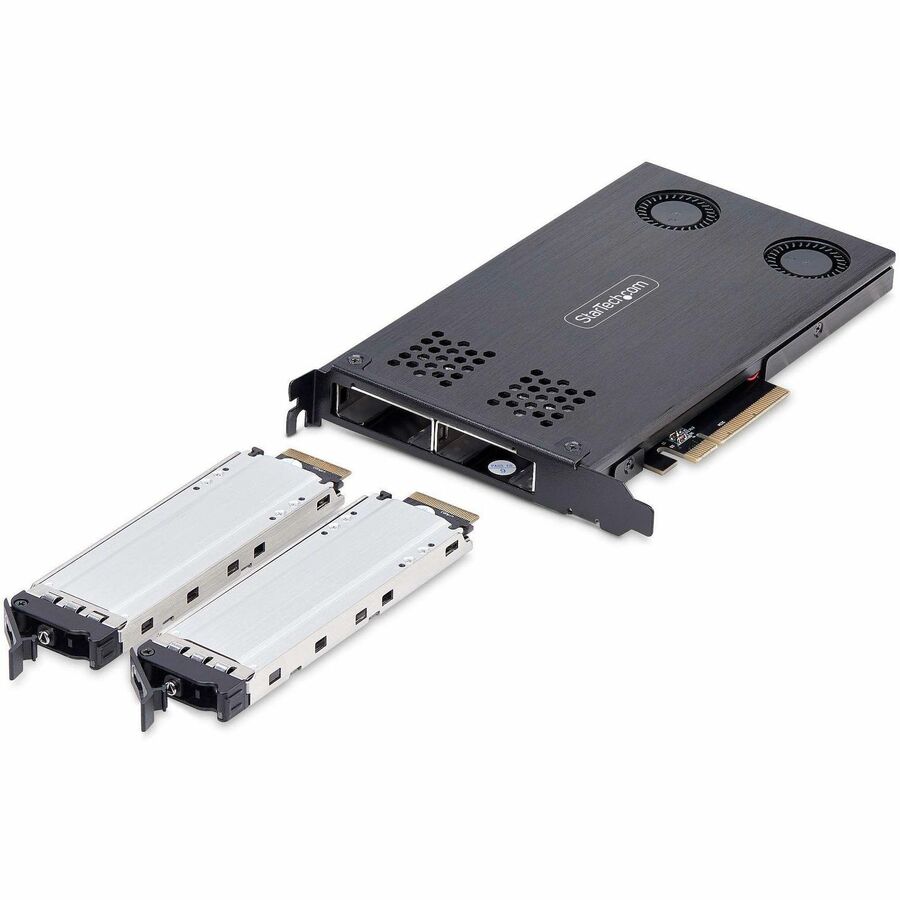 StarTech.com Dual-Bay M.2 NVMe SSD to PCIe x8 Removable Mobile Rack; Bifurcation Required; Tool-less Installation, PCIe Hot-Swap Drive Bay