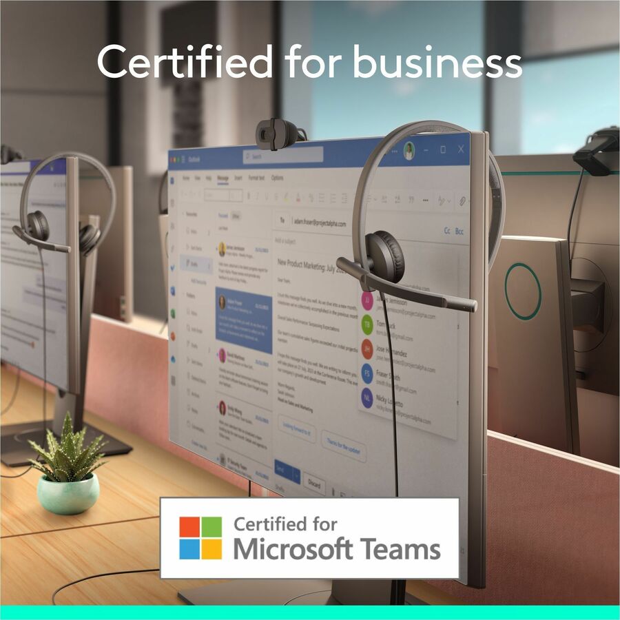 Logitech H570e USB Wired Stereo Headset, USB-A, Noise-Canceling Mics, Inline Controls, Certified for Microsoft Teams, Black