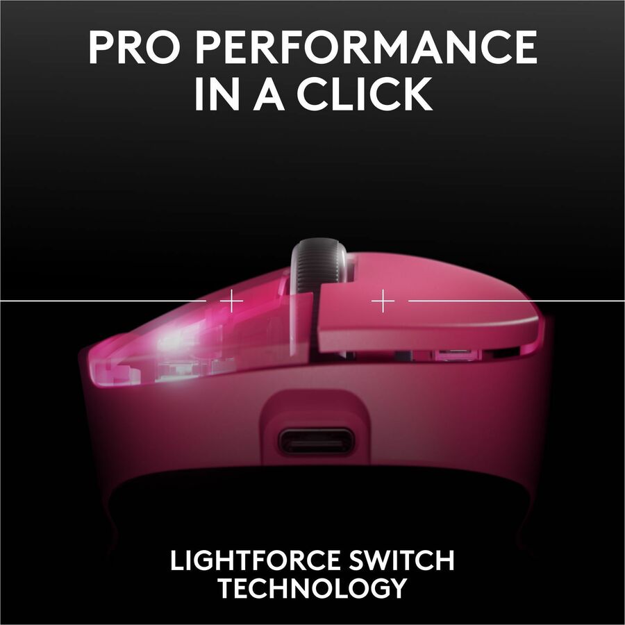 Logitech G PRO X SUPERLIGHT 2 DEX LIGHTSPEED Wireless Gaming Mouse, 60g Pro-Grade Lightweight Mouse With 5 Programmable Buttons, 32k DPI Sensor, USB-C Charging, for PC/Mac - Magenta