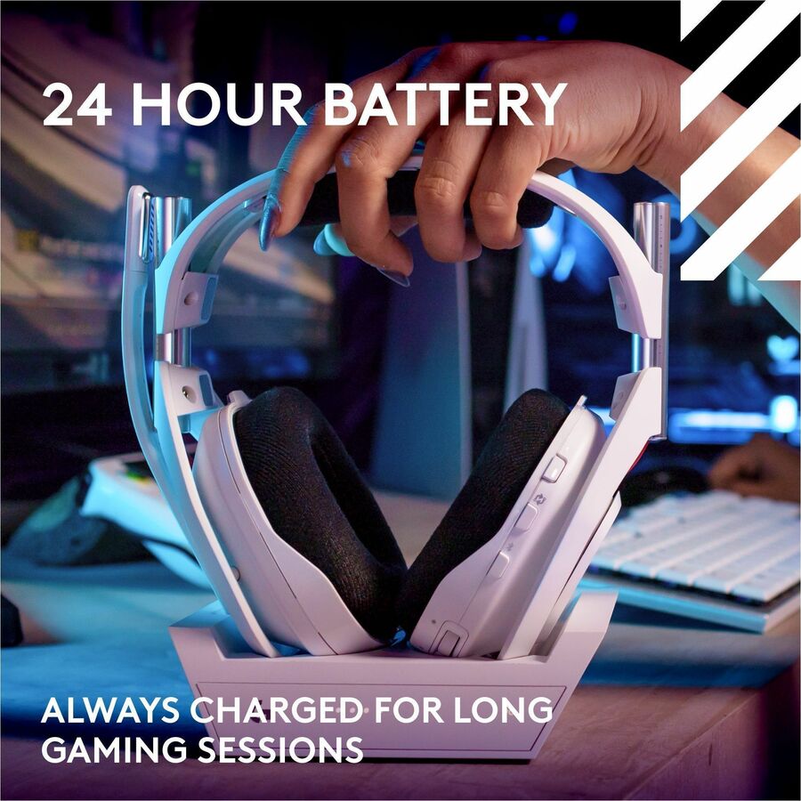 Logitech G Astro A50 LIGHTSPEED Wireless Gaming Headset + Base Station (Gen 5), PRO-G GRAPHENE, 3-System Switching, USB-C to Xbox, PS5, PC/Mac or Nintendo Switch, Bluetooth - White