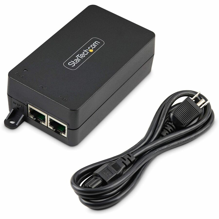 StarTech.com 1-Port 10Gbps Gigabit PoE++ Injector, 60W, 2.5/5/10G Ethernet/10/100/1000M, PoE++ (802.3af/at/bt), Wall Mountable, Unmanaged