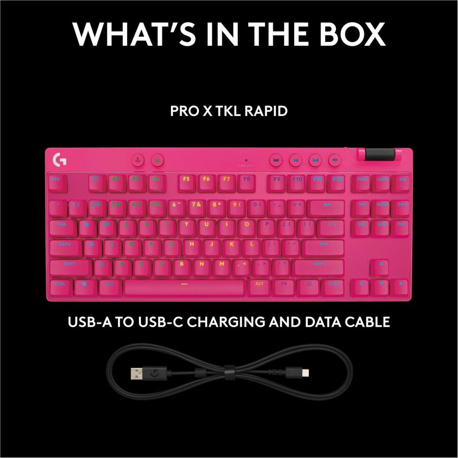Logitech G PRO X TKL RAPID Tenkeyless Wired Gaming Keyboard With Magnetic Analog Switches, Rapid Trigger Mode, Adjustable Actuation, and Customizable RGB Lighting, Magenta